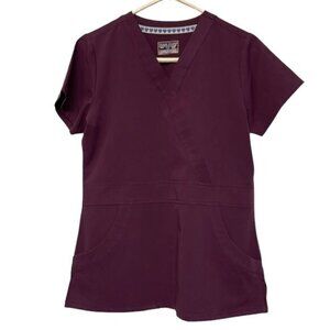 Nurse Mates Lauren Wine Mock Wrap Hospital Doctor Nurse Medical Scrub Size Small
